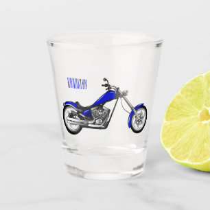 Chopper Motorrad Cartoon Abbildung Schnapsglas