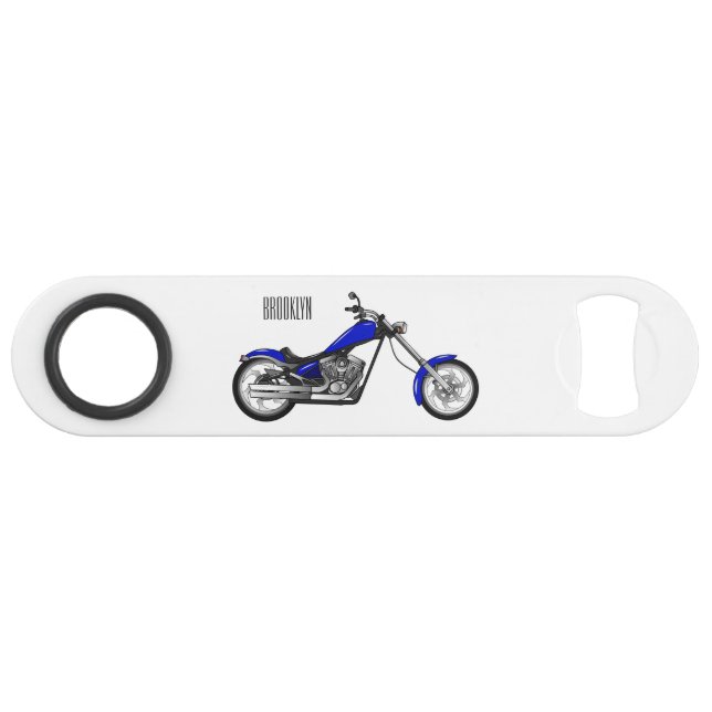 Chopper Motorrad Cartoon Abbildung Speed Flaschenöffner (Vorderseite (Horizontal))