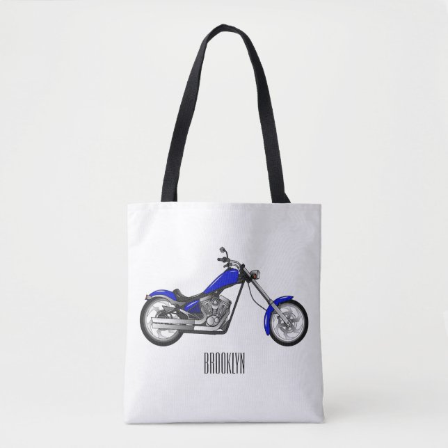 Chopper Motorrad Cartoon Abbildung Tasche (Vorderseite)