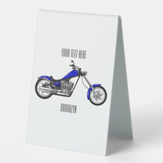 Chopper Motorrad Cartoon Abbildung Tischaufsteller (Vorderseite)