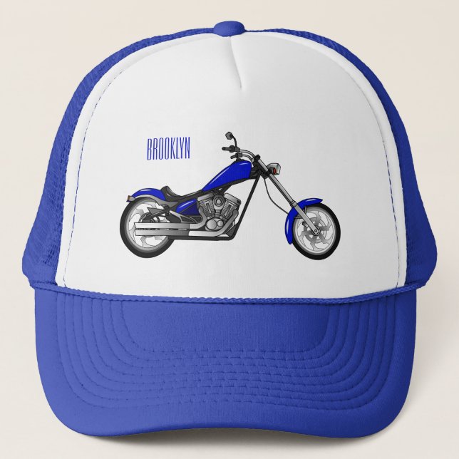 Chopper Motorrad Cartoon Abbildung Truckerkappe (Vorderseite)