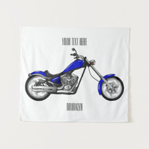 Chopper Motorrad Cartoon Abbildung Wandteppich