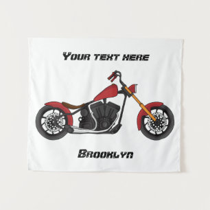 Chopper-Motorrad-Illustration Wandteppich