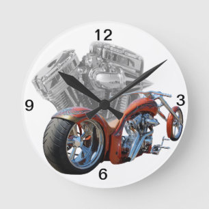 Chopper.Motorrad Runde Wanduhr
