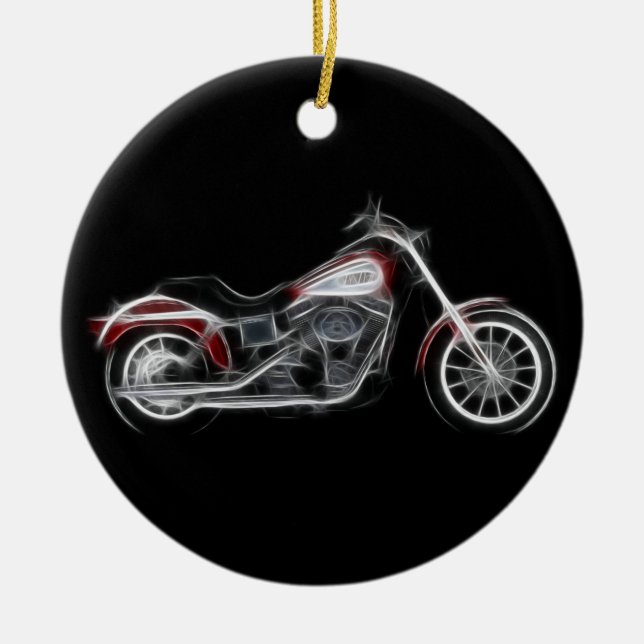 Chopper-Schweinheavyweight-Motorrad Keramik Ornament (Vorne)