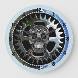 Chopper Skull Große Wanduhr