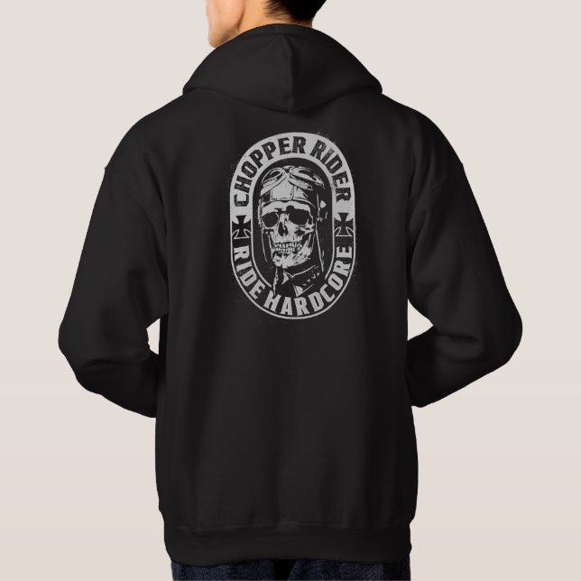 Chopper Skull Rider Motorrad-Ride Hardcore Hood Hoodie (Rückseite)