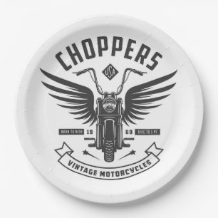 Chopper Vintag Motorräder Pappteller