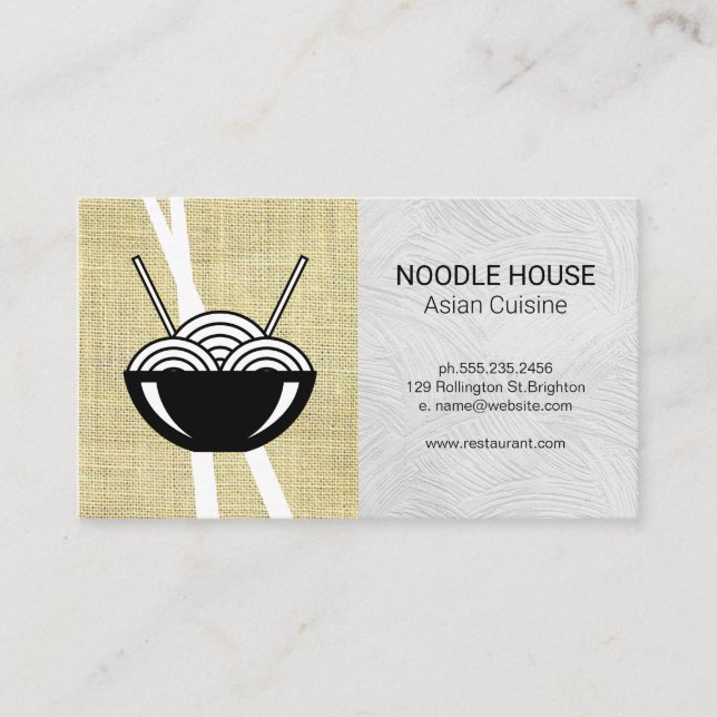 Chopsticks Burlap Fabric | Restaurant Noodle Visitenkarte (Vorderseite)