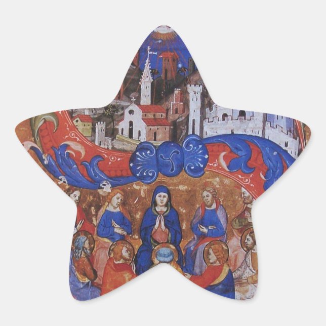 CHORALE MUSIK CHRISTMAS PARCHMENT MIT SITZEN  Stern-Aufkleber (Vorderseite)