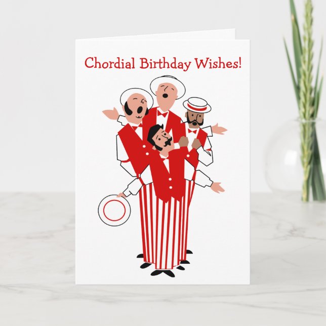 Chordial Birthday Men in Red Quartet Card Karte (Vorderseite)