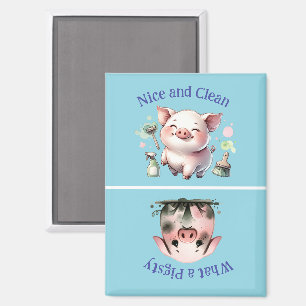 Chore Erinnerung Sauberes Dirty Wasserfarbe Pigsty Magnet