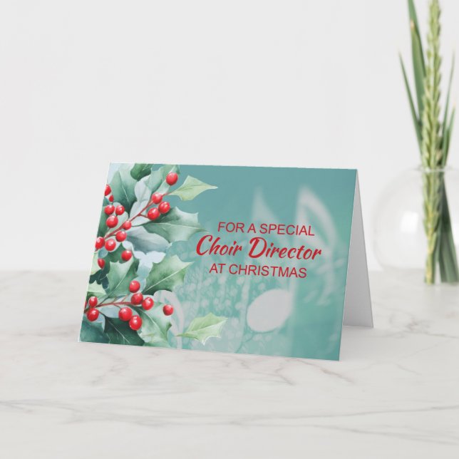 Choreograf bei Christmas Watercolor-Musiknoten Karte (Vorderseite)