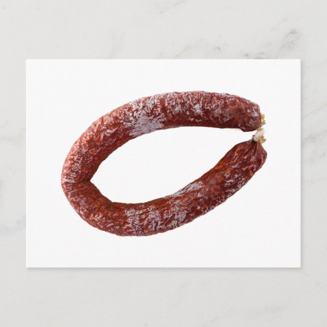 Chorizo-Wurst abgeschieden als geschnitten Postkarte (Vorderseite)