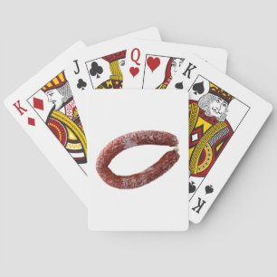 Chorizo-Wurst isoliert als Scheibe Spielkarten