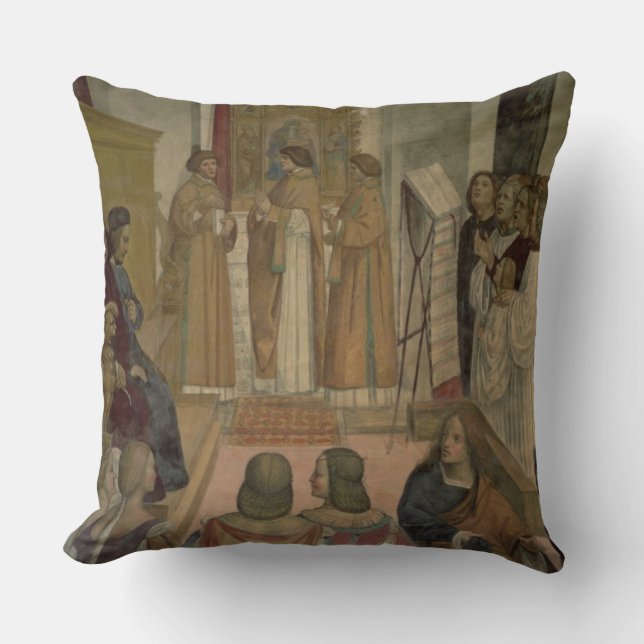 Chorszene, vom Leben von St. Benedict (fresc Kissen (Vorderseite)