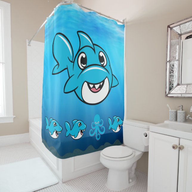 Chorusline Baby Shark Douche rideau (En situation)