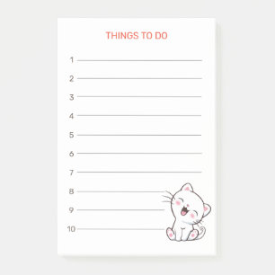 Choses à faire et Post-it de chat Kitty