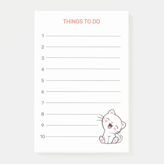 Choses à faire et Post-it de chat Kitty (Devant)