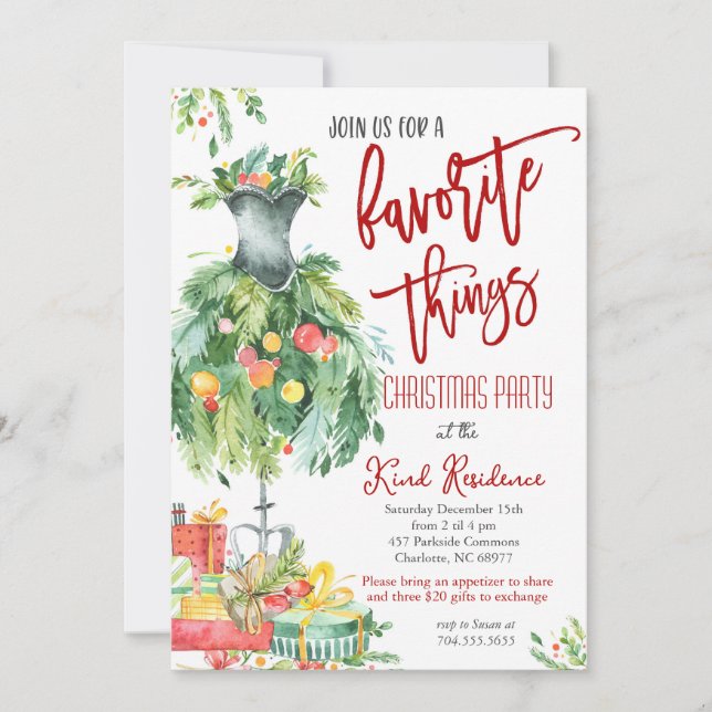 Choses favorites invitation de Noël (Devant)