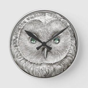 CHOSES SAUVAGES : Horloge murale ronde de hibou