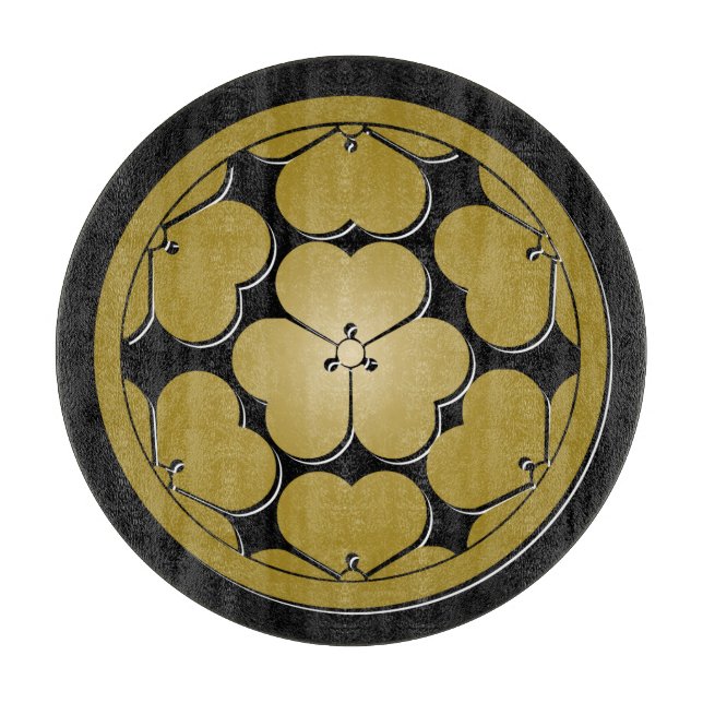 Chosokabe Mon Japanischer Samurai-Clan Schneidebrett (Vorderseite)