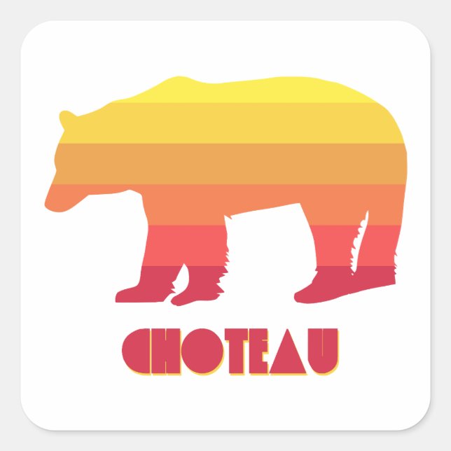 Choteau Montana Rainbow Bear Quadratischer Aufkleber (Vorderseite)