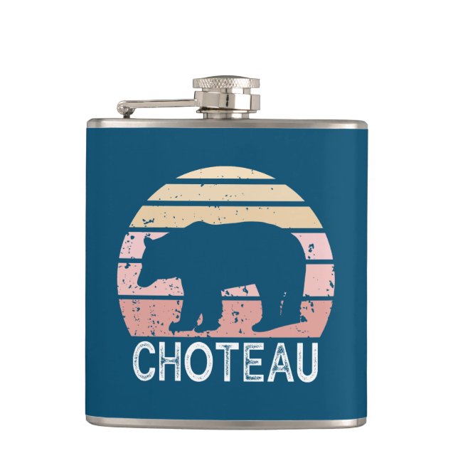 Choteau Montana Retro Bär Flachmann (Vorderseite)