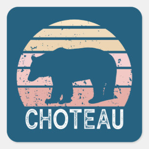 Choteau Montana Retro Bär Quadratischer Aufkleber
