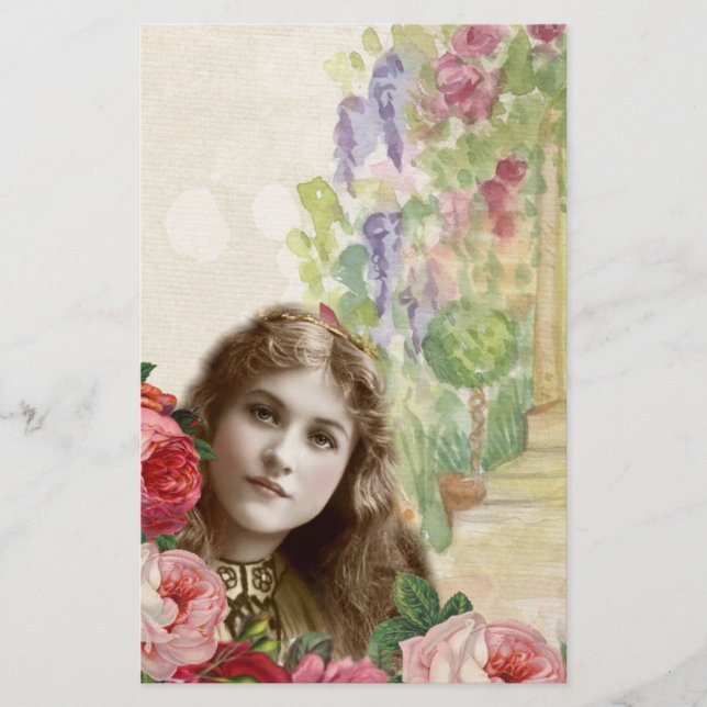 Chou victorienne Rose femme papeterie florale (Devant)