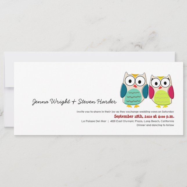 Chouette, 4x9 Faire-part de mariage (Devant)
