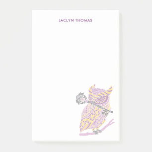 Chouette à grande corne pourpre Notes post-it pers