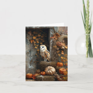 Chouette à grange vintage et bois à grange Automne