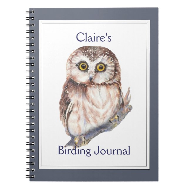 Chouette aquarelle personnalisée, Journal d'oiseau (Devant)