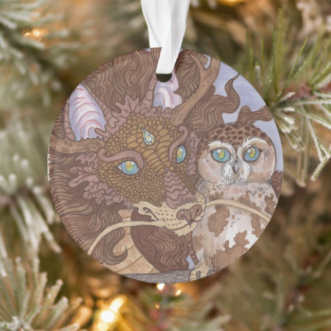 Chouette aux yeux clairs et dragon (Arbre)