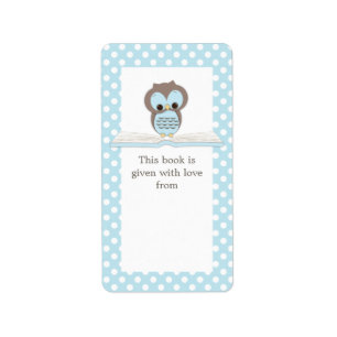 Chouette Bébé Bleue sur le livre Étiquette boîte c