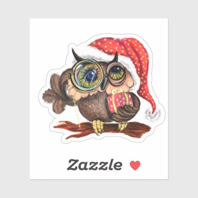 Chouette Bébé mignonne en Sticker Casquette de Noë (Feuille)