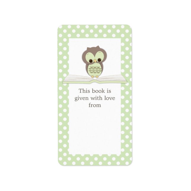 Chouette bébé verte sur le livre Étiquette boîte c (Devant)
