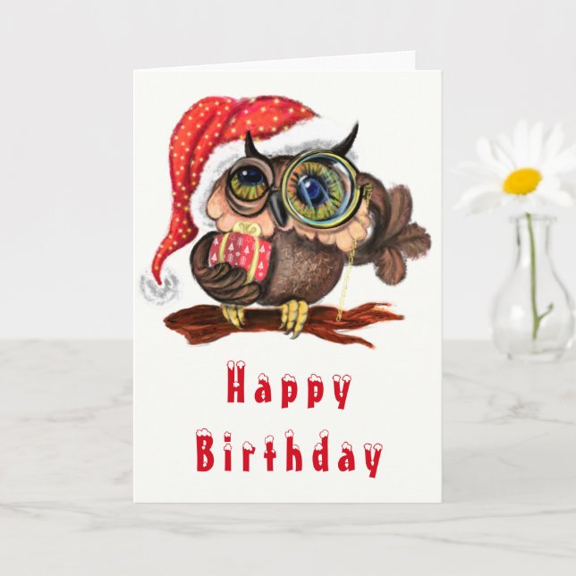 Chouette Bébée en Noël Casquette Carte d'anniversa (Petite plante)