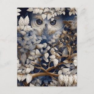 Chouette blanche se cachant dans la carte postale 