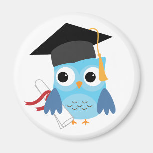 Chouette bleue avec aimant de diplôme