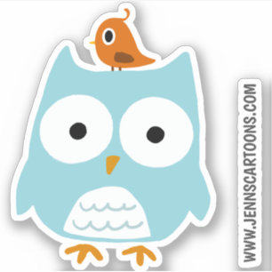 Chouette Bleue et Sticker en Vinyle d'Oiseau Orang