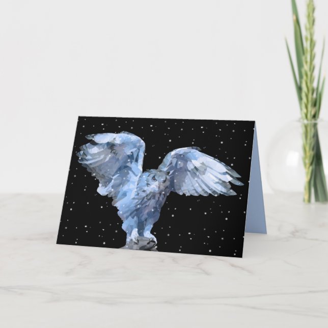 Chouette Bleue Personnalisable En Carte De Voeux D (Devant)