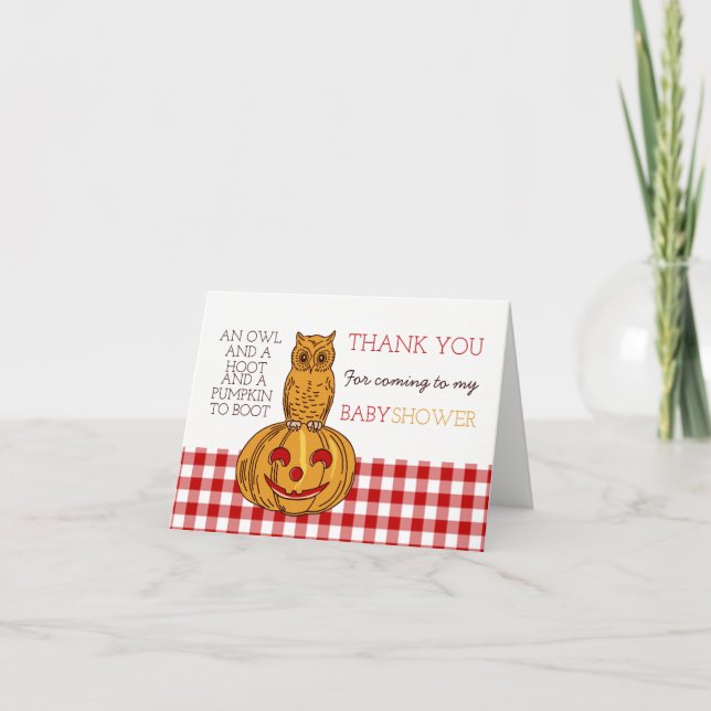 Chouette citrouille et Merci de Baby shower En vic (Devant)