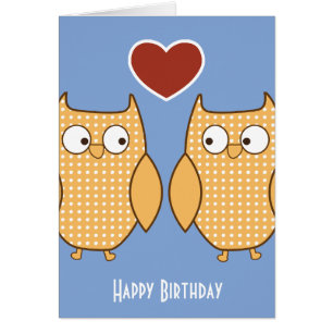 Chouette coeur amour carte d'anniversaire enfant