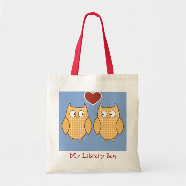 Chouette coeur amour mignon sac bibliothèque pour  (Devant)