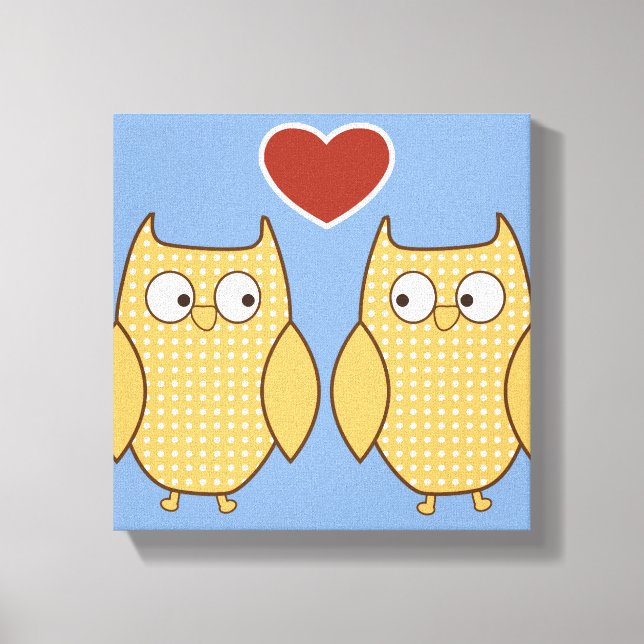 Chouette coeur amour toile enfant (Recto)