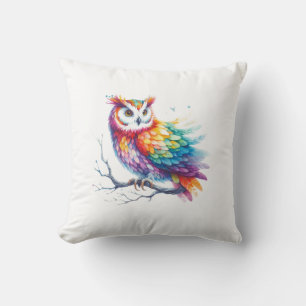 Chouette colorée Coussin