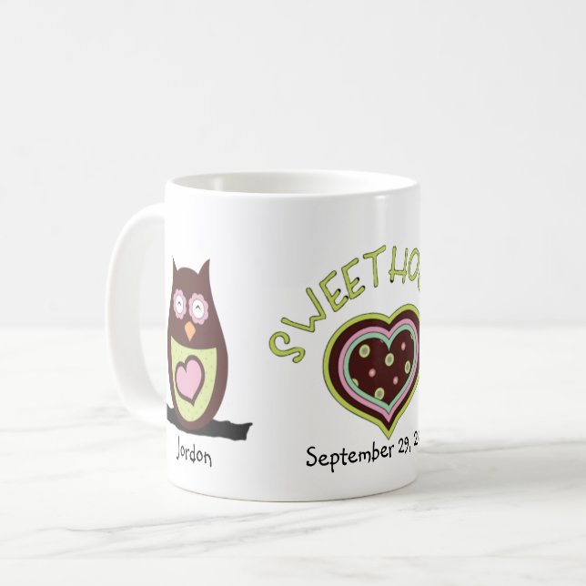 Chouette Couple Anniversaire Mug (Devant gauche)
