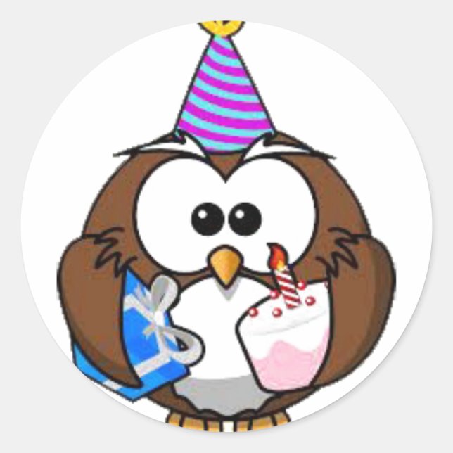 Chouette d'anniversaire mignonne Stickers d'annive (Devant)